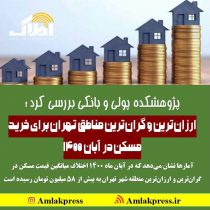 پژوهشکده پولی و بانکی بررسی کرد؛ ارزان‌ترین و گران‌ترین مناطق تهران برای خرید مسکن در آبان ۱۴۰۰